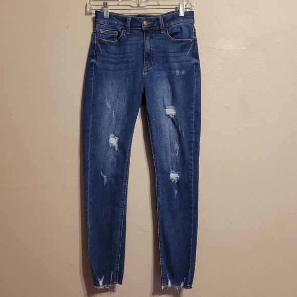 Enjean Distressed Raw Hem Jeans - Picture 1 of 12